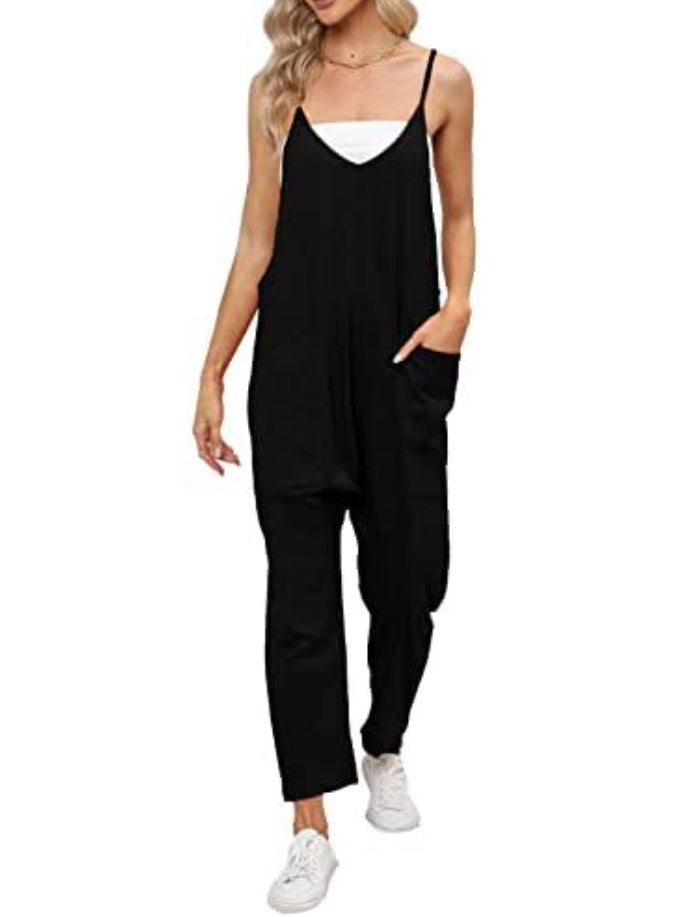 Hot Selling Jumpsuit Summer Women's Clothing With Pocket Loose Shoulder Pants For Women