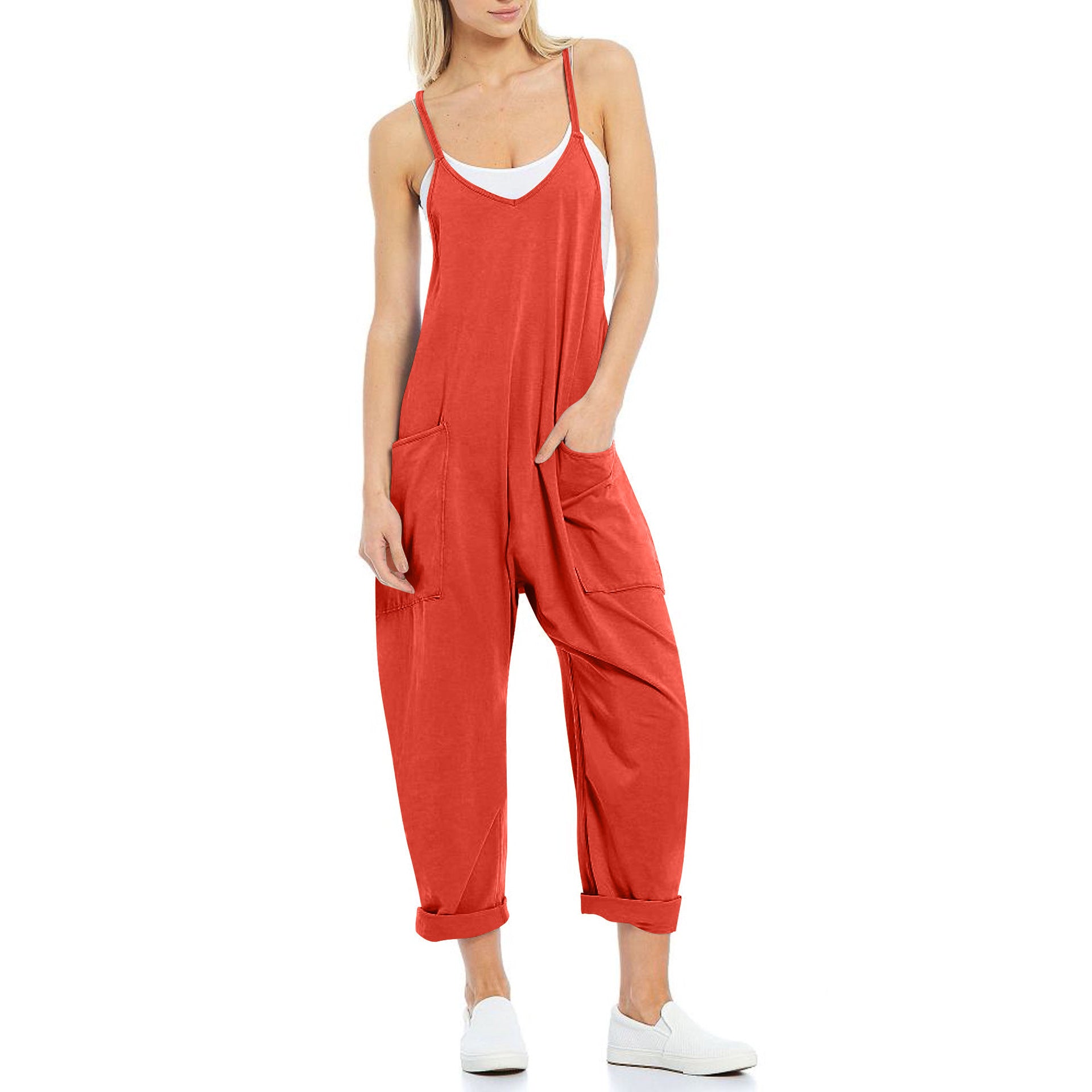 Hot Selling Jumpsuit Summer Women's Clothing With Pocket Loose Shoulder Pants For Women