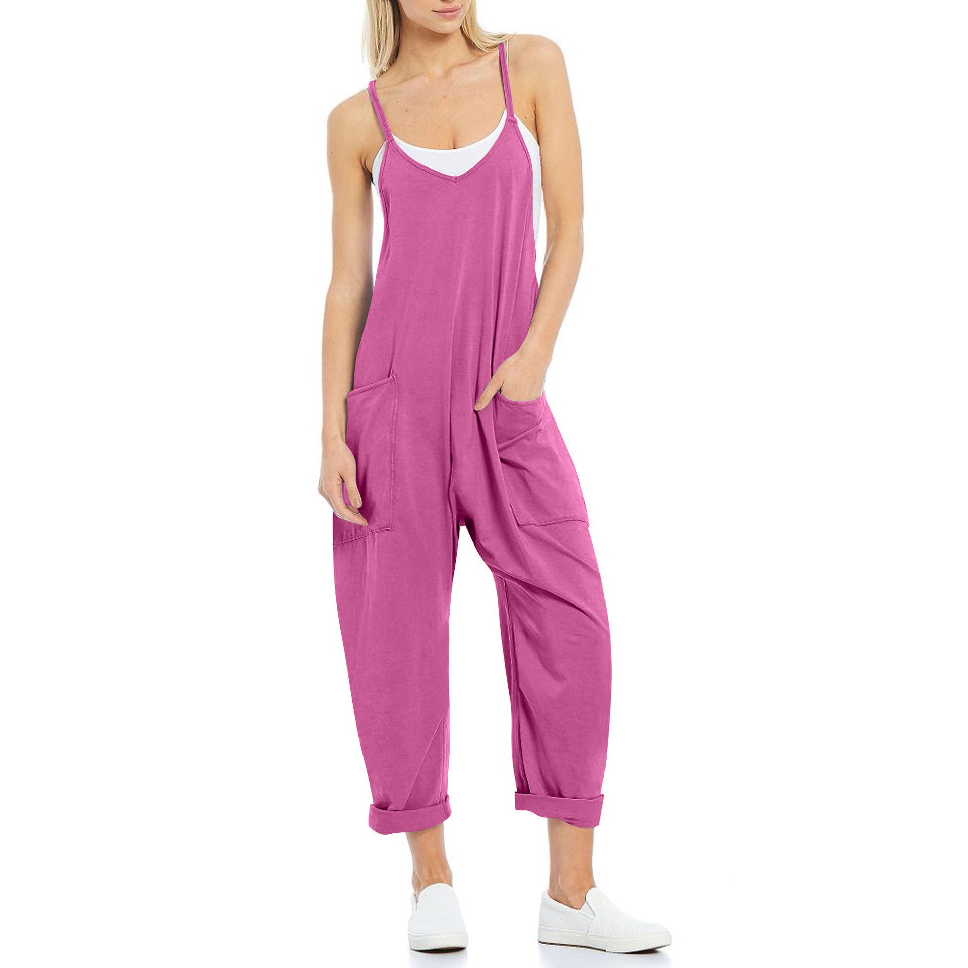 Hot Selling Jumpsuit Summer Women's Clothing With Pocket Loose Shoulder Pants For Women