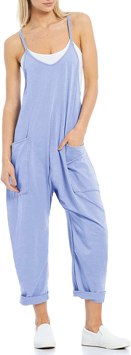 Hot Selling Jumpsuit Summer Women's Clothing With Pocket Loose Shoulder Pants For Women