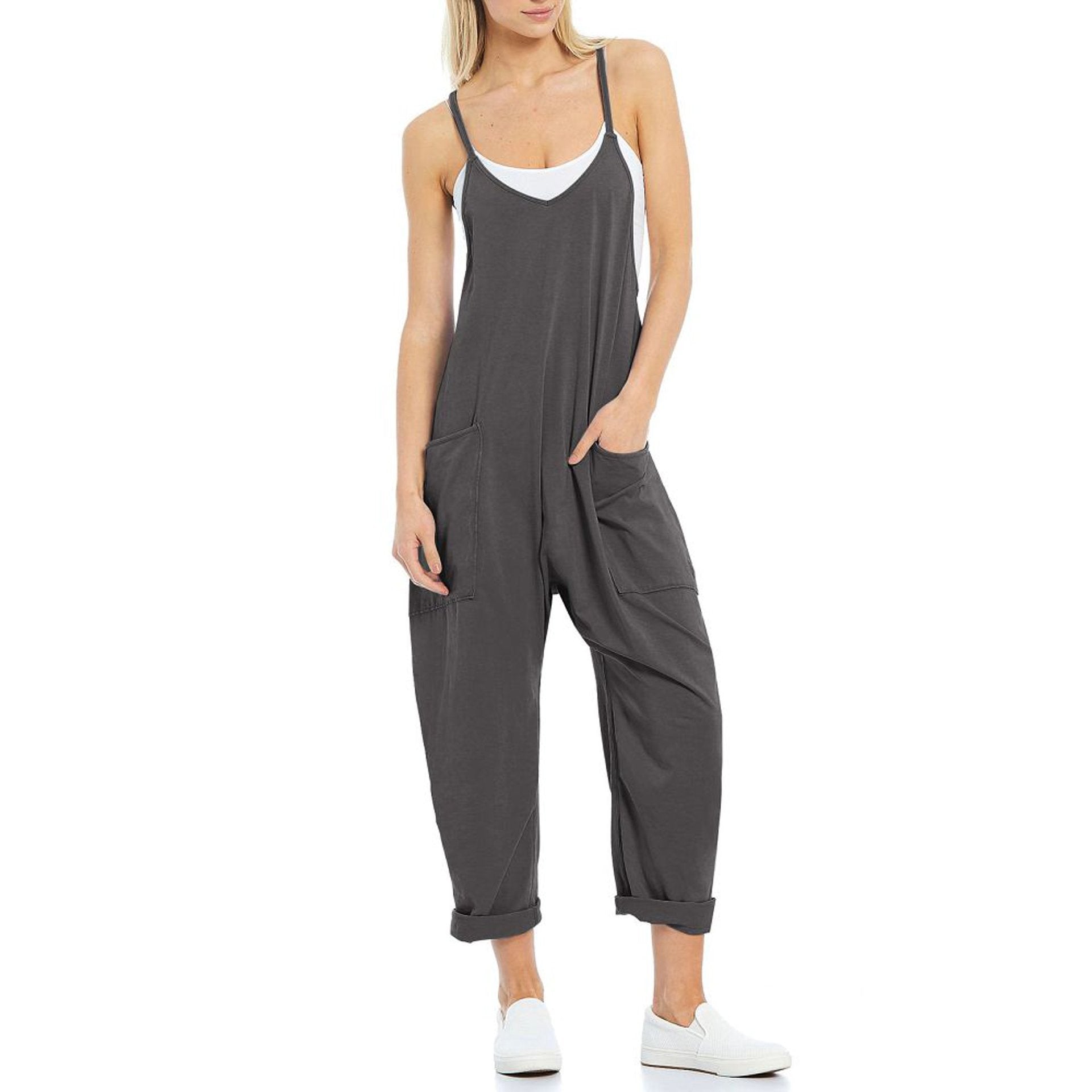 Hot Selling Jumpsuit Summer Women's Clothing With Pocket Loose Shoulder Pants For Women