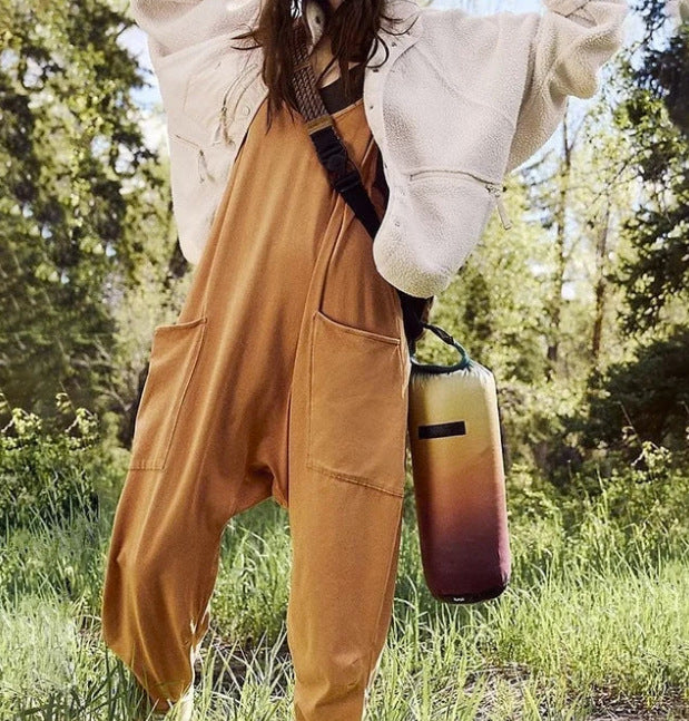 Hot Selling Jumpsuit Summer Women's Clothing With Pocket Loose Shoulder Pants For Women